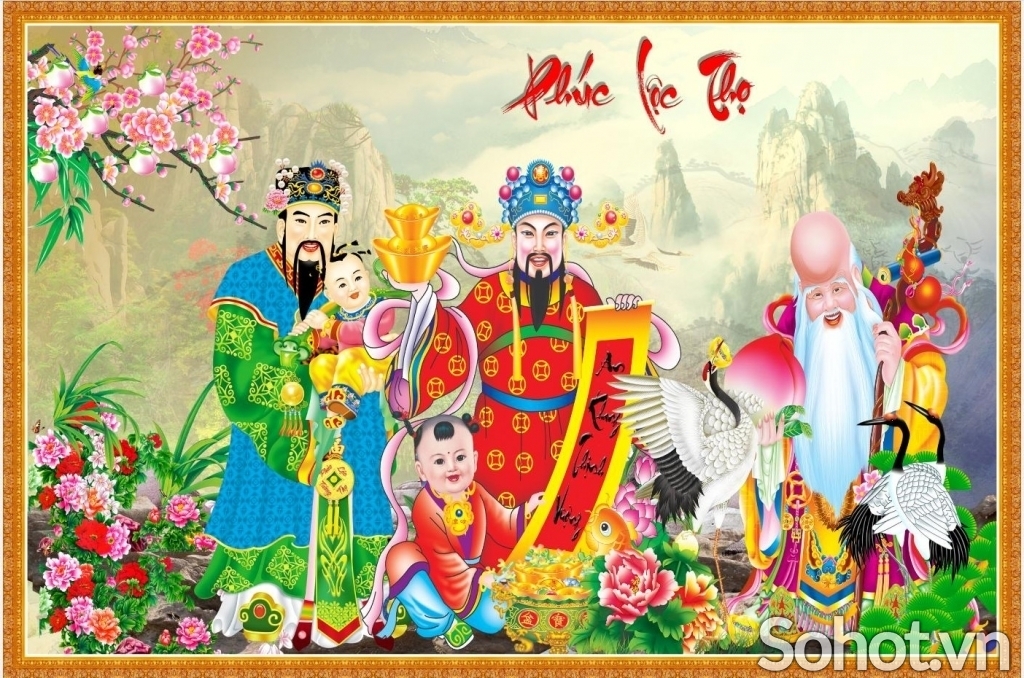 Tranh gạch 3d phúc lộc thọ - VCX44
