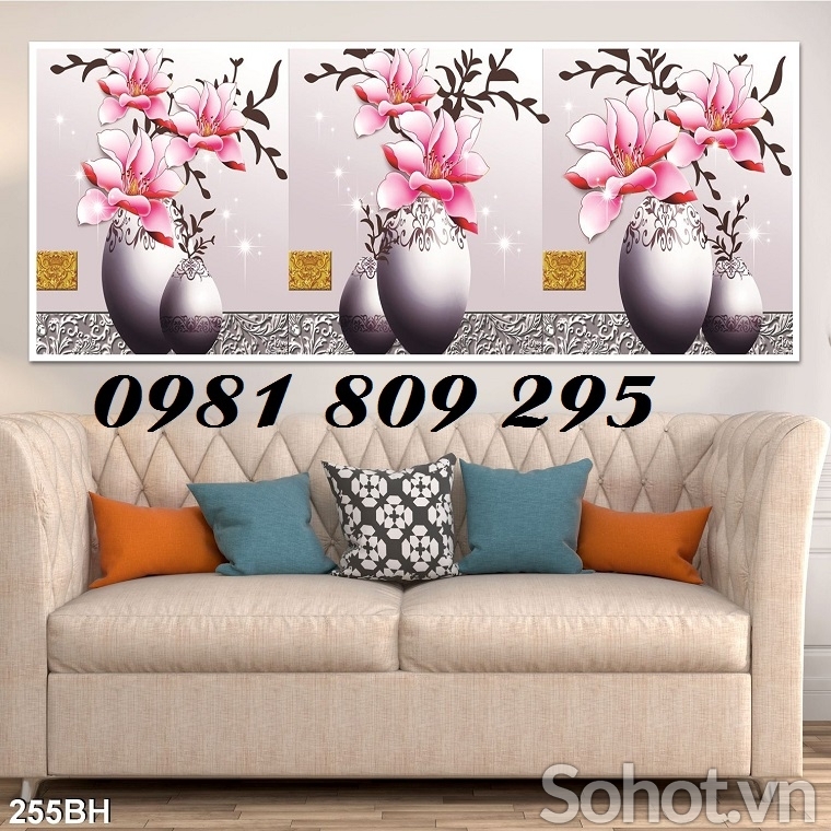 Gạch tranh 3d bình hoa ốp tường bếp