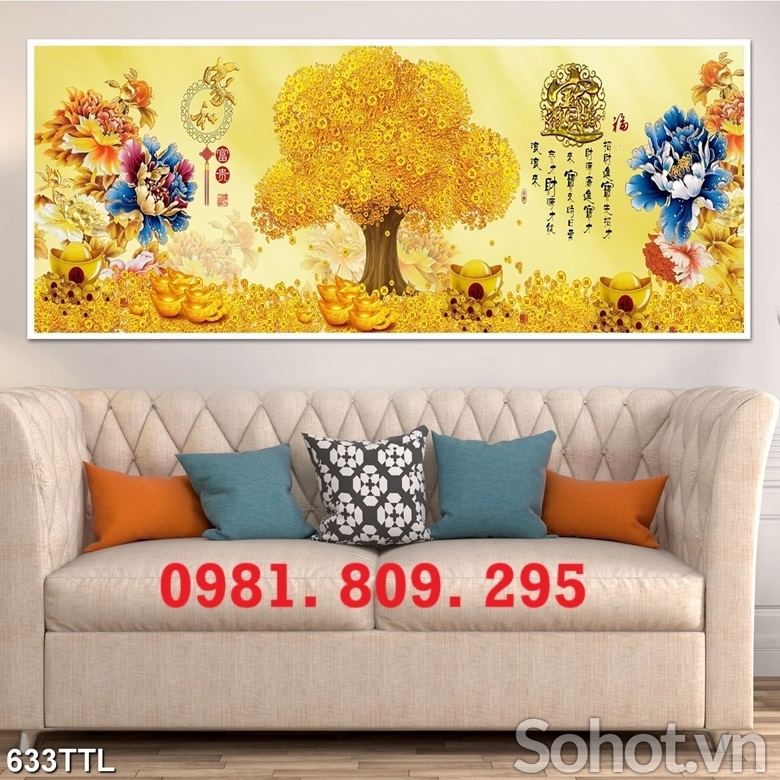Gạch phong thủy , tranh gạch cây kim tiền