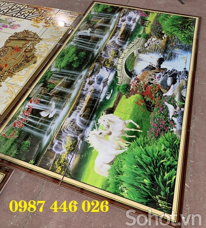 Gạch ốp tường- tranh gạch men đẹp phòng khách HP9822