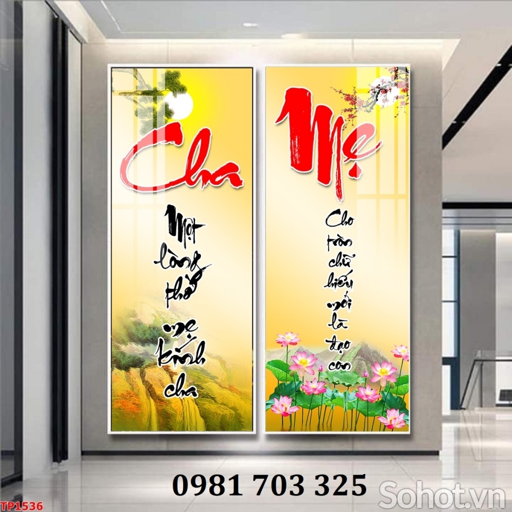 Tranh gạch men 3D thư pháp cha mẹ