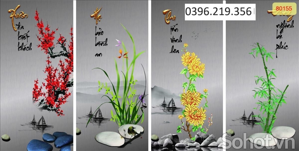 Tranh tứ quý treo tường