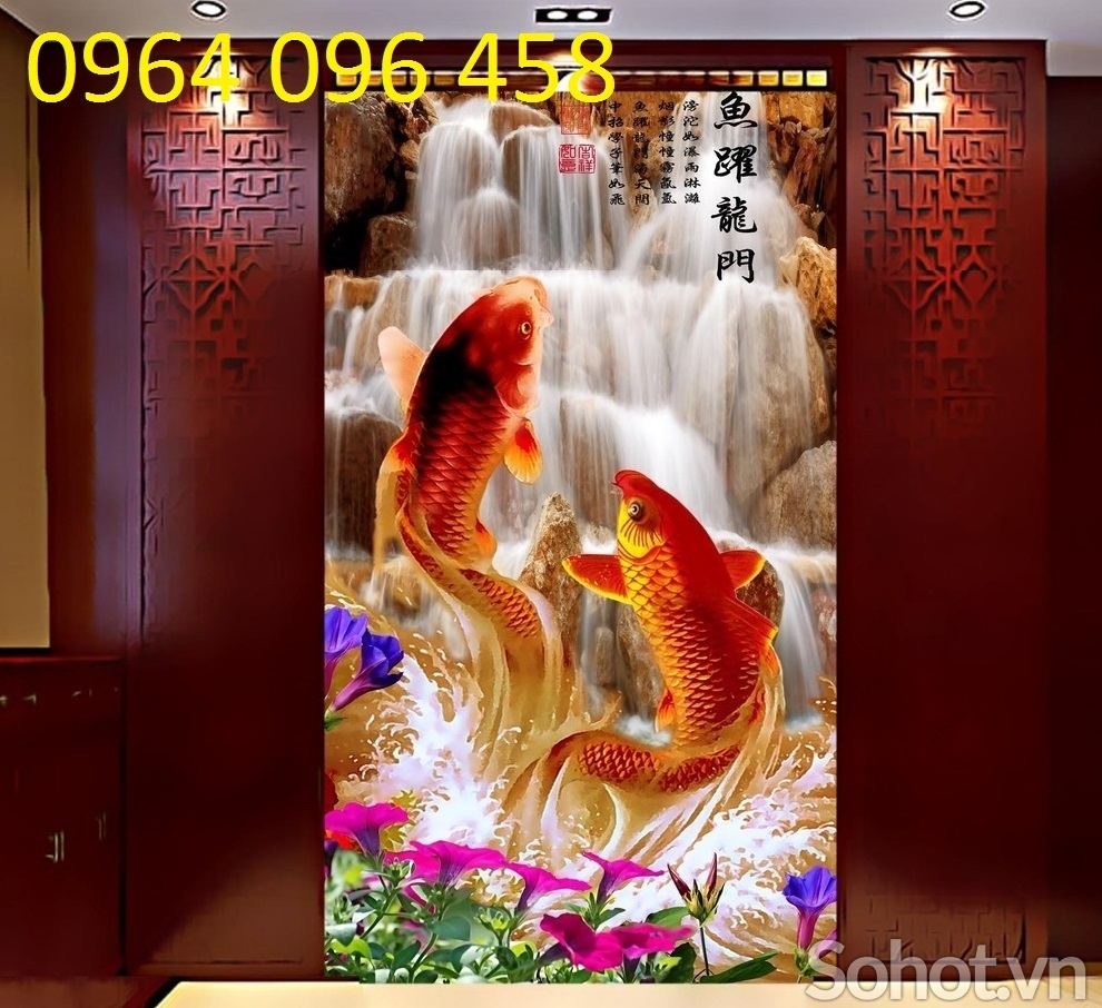 Tranh gạch men 3d cá chép - 0555CP