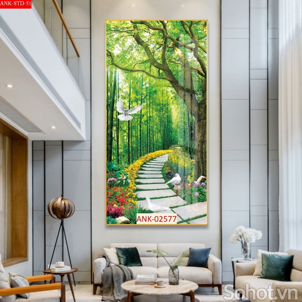 Tranh gạch 3d phong cảnh khổ đứng - 488NBB