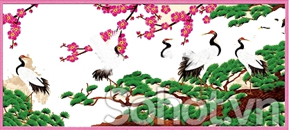 Tranh gạch 3d ốp tường tùng hạc - DCX31