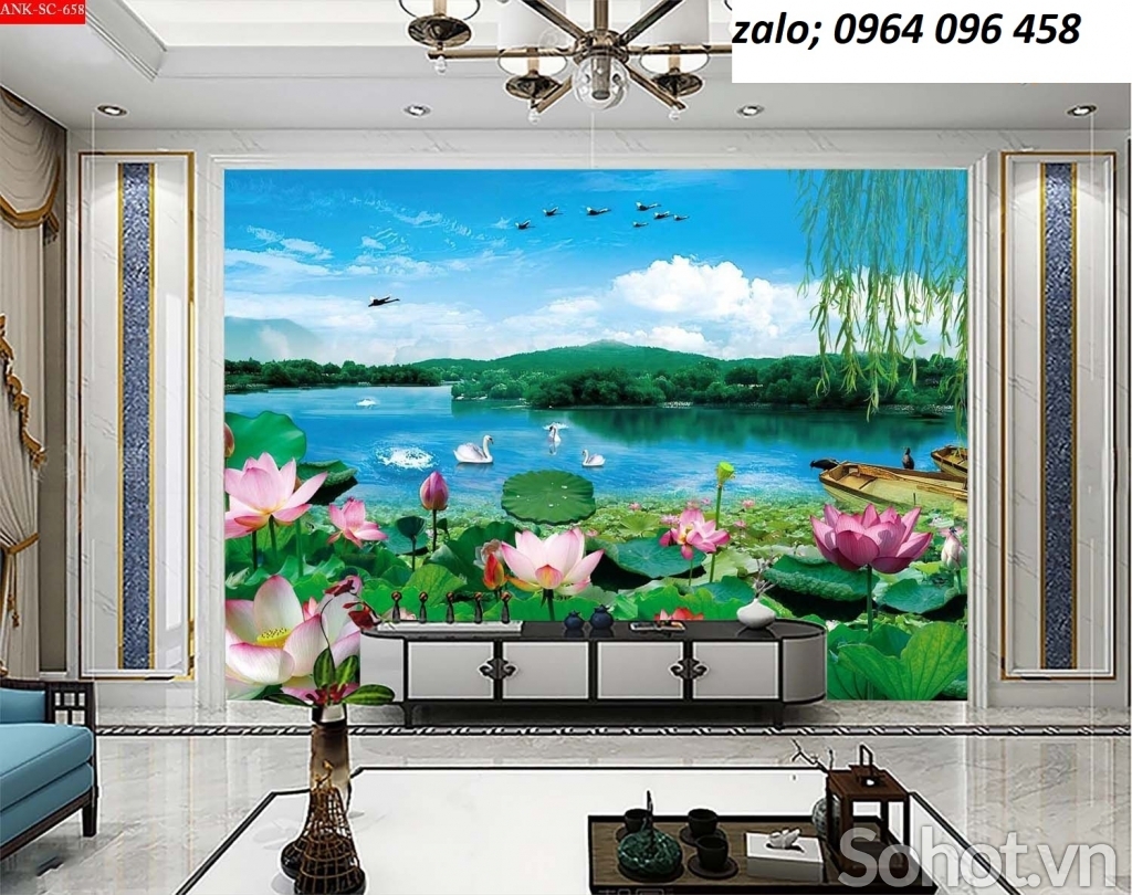 Tranh gạch 3d hoa sen - gạch tranh 3d hoa sen - SLN6