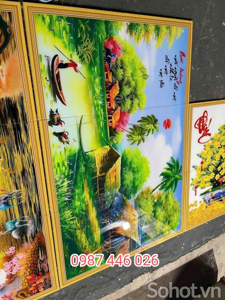 Gạch ốp tường tranh gạch men phong cảnh đẹp HP823