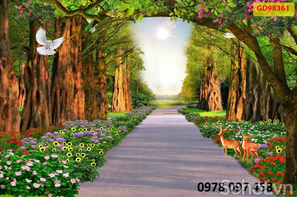 Gạch tranh hoa tiết phong cảnh mùa thu