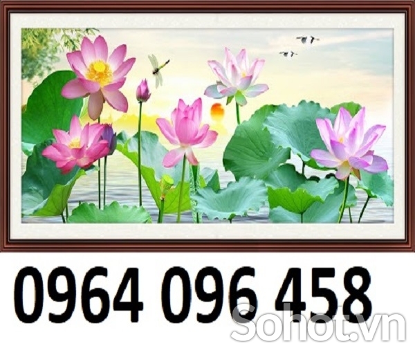 Tranh hoa sen 3d - tranh gạch 3d hoa sen - 94XC