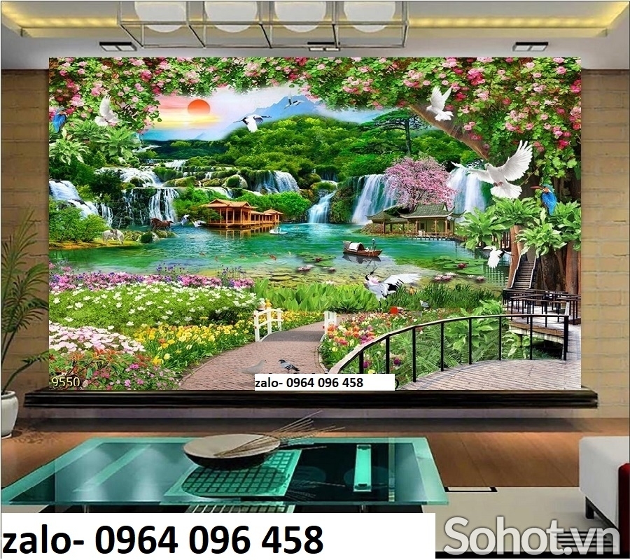Tranh 3d -gạch tranh 3d ốp tường phòng khách - 755CV