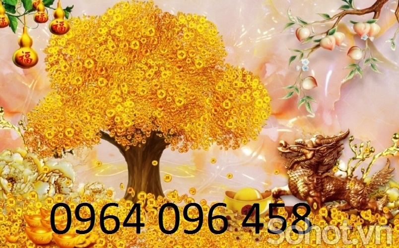 Tranh gạch 3d ốp tường cây tiền vàng - XCX544