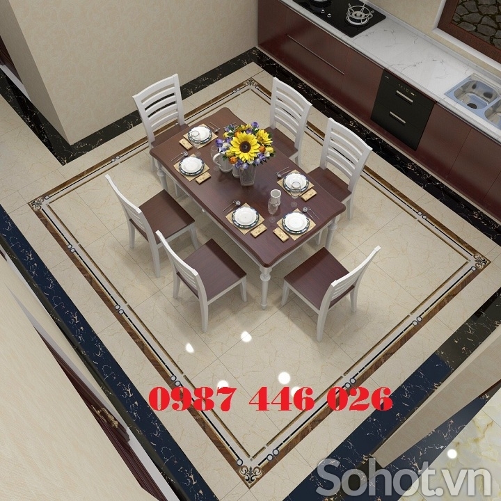 Gạch viền hoa văn khắc vàng HP739