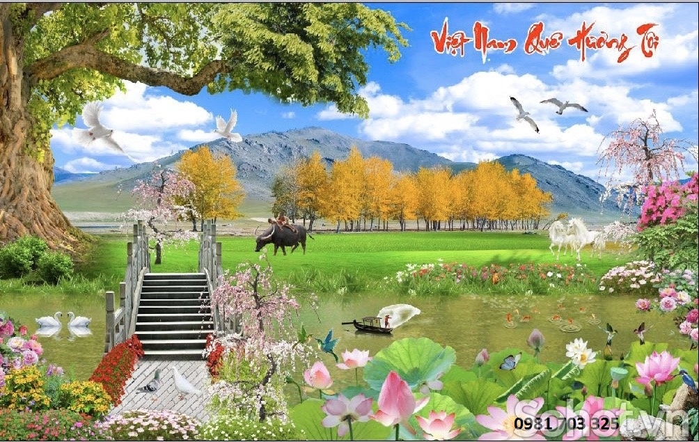 Tranh đồng quê- gạch tranh phong cảnh