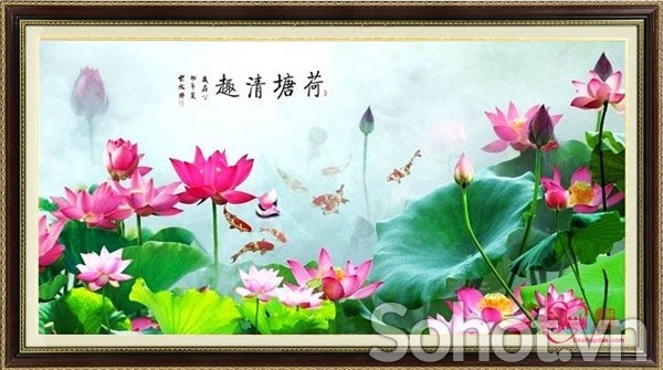 Tranh gạch 3d hoa sen - gạch tranh 3d hoa sen - KHF44