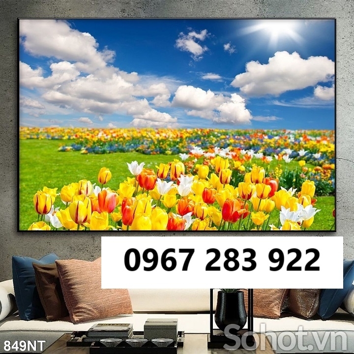 Tranh gạch đẹp vườn hoa phong thủy