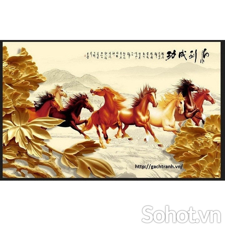 Gạch tranh 3D - tranh bát mã