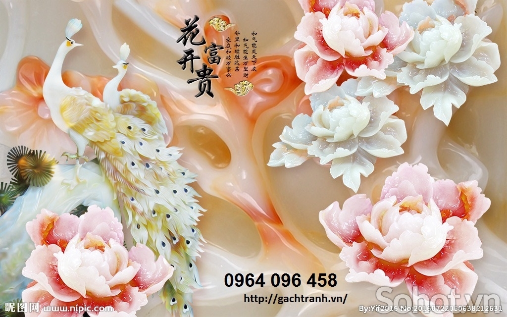 Tranh gạch 3d chim công - DCV43