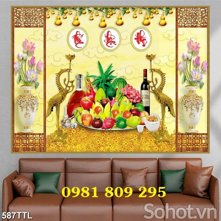 Tranh gạch ban thờ gia tiên mới nhất