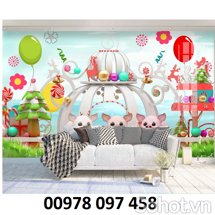 Tranh gạch trang trí phòng ngủ bé