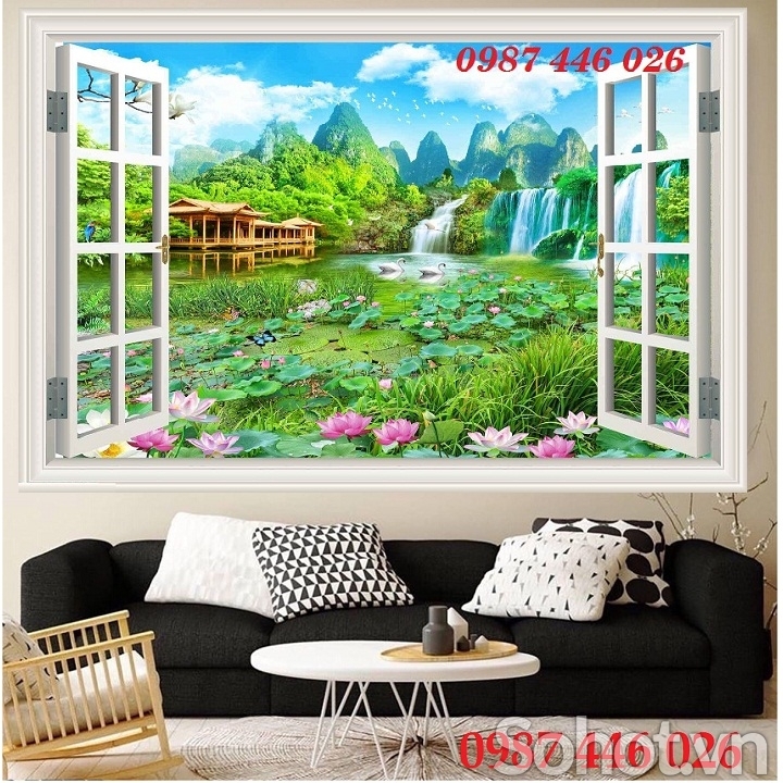 Gạch ốp tường tranh gạch 3d cửa sổ HP7272