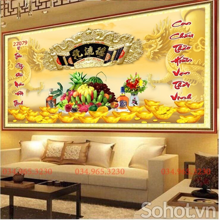 Tranh phòng thờ- tranh gạch 3D ốp tường