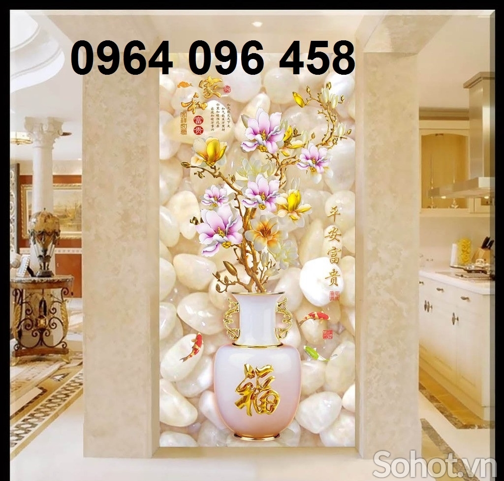 Tranh gạch 3d ốp tường bình hoa - VC433