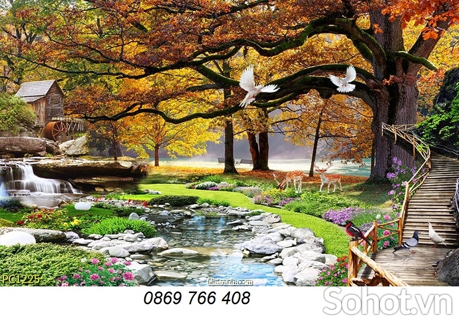 Gạch tranh phong cảnh mùa thu đẹp