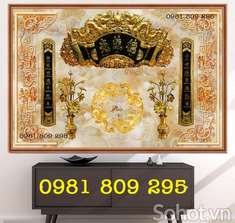 Gạch 3d ban thờ câu đối