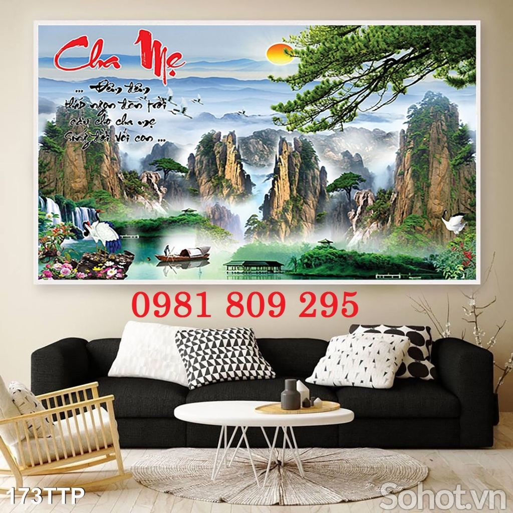 Gạch tranh 3d thư pháp câu thơ Cha Mẹ