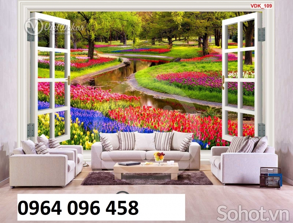 Tranh gạch 3d vườn hoa thiên nhiên - SXNV54