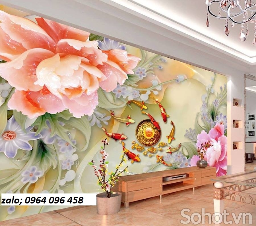 Tranh gạch 3d cửu ngư quần hội - Q02