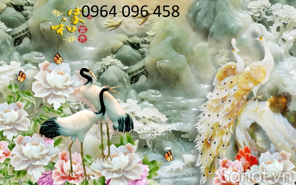 Tranh gạch phong thủy phòng khách 3d - 63CPP