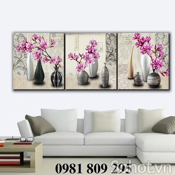 gạch tranh 3d bình hoa ốp phòng bếp