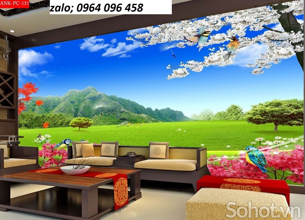 Gạch tranh 3d dán tường phòng khách - KMNN6