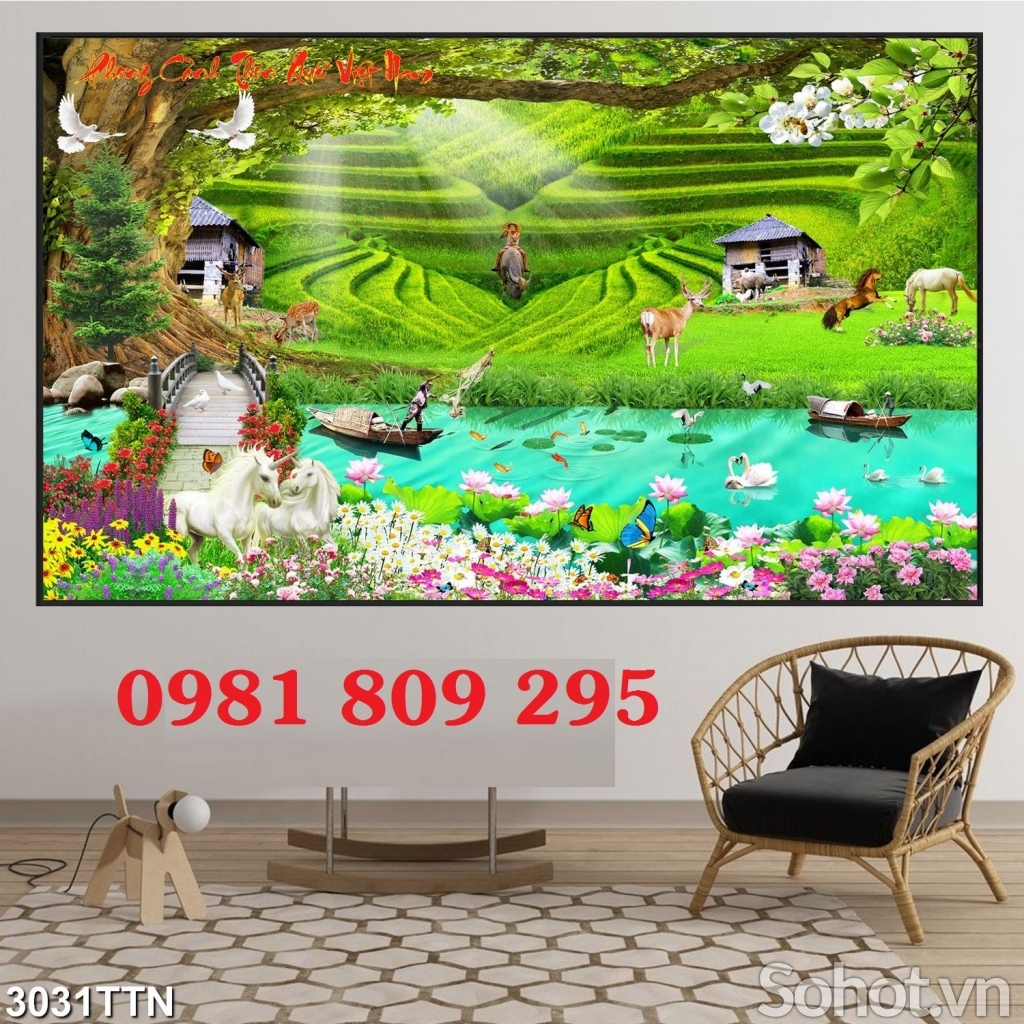 Gạch tranh 3d đồng quê cao cấp HG54