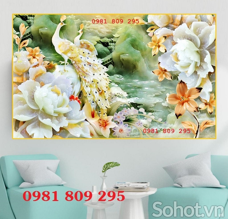 Tranh gạch , gạch 3d , gạch men chim công HN999