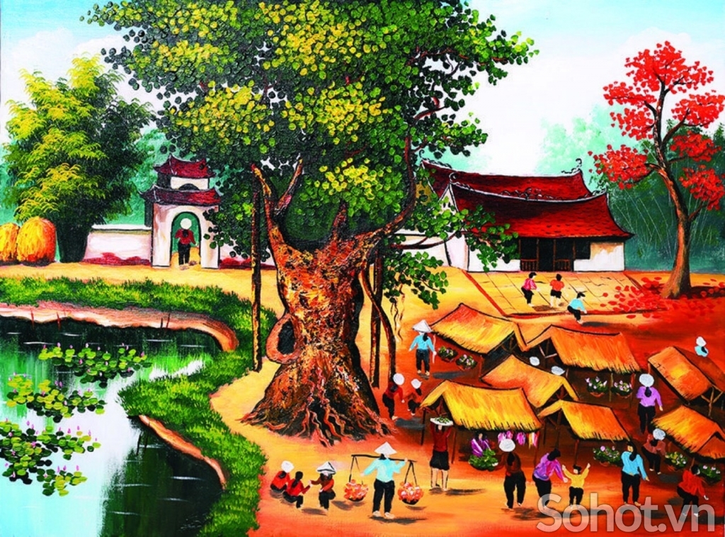 Tranh gạch men phong cảnh quê hương