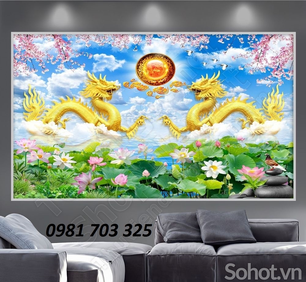 Tranh rồng phong thủy trang trí phòng khách