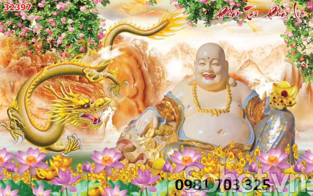 Gạch tranh 3D- tranh phật di lặc