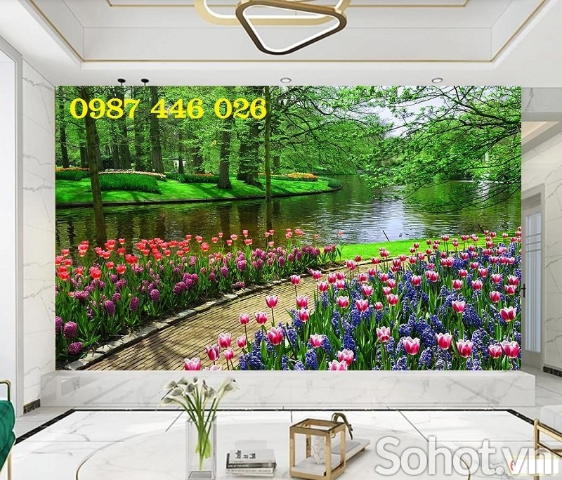 Gạch tường 3d vườn hoa HP7562