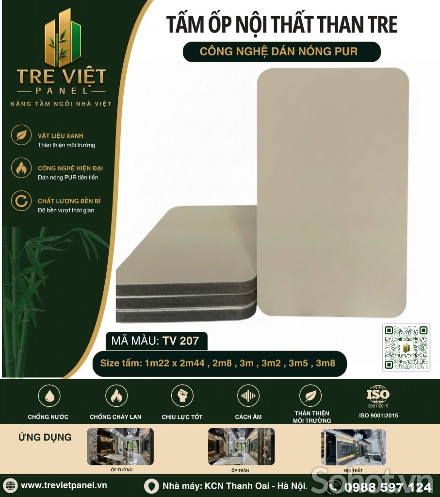 Tấm ốp than tre đơn sắc TRE VIỆT PANEL