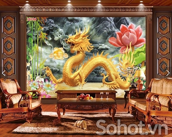 Tranh gạch 3d rồng phượng - XVC123