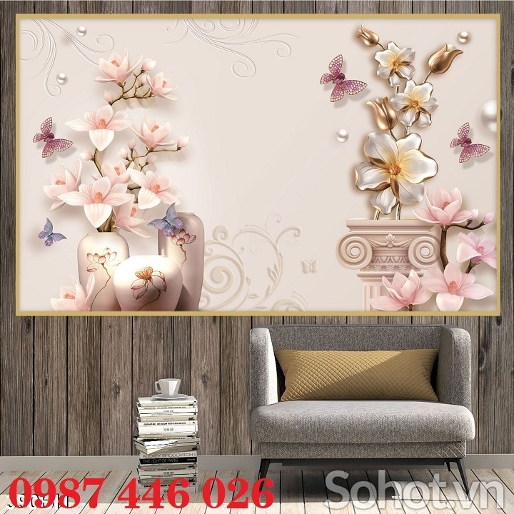 Tranh gạch men bình hoa HP97373