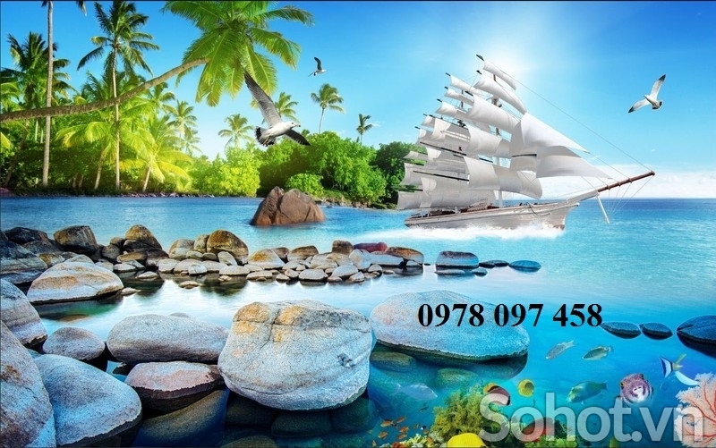 Tranh gạch 3 D - tranh thuyền buồm