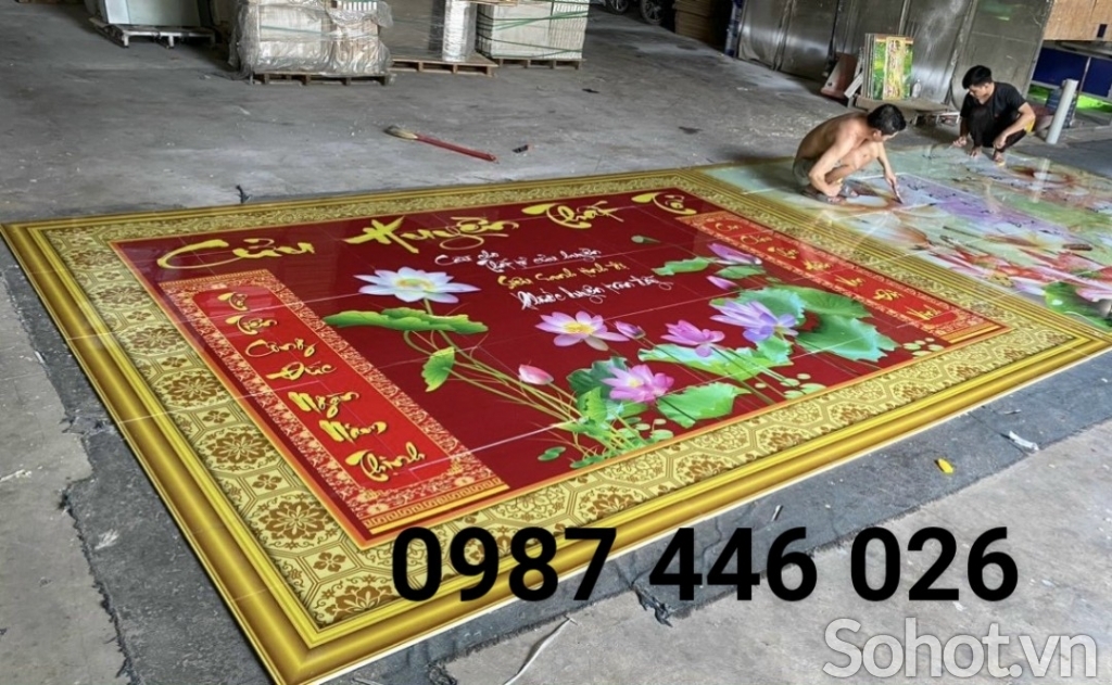 Tranh gạch men phòng thờ, ảnh thực tế
