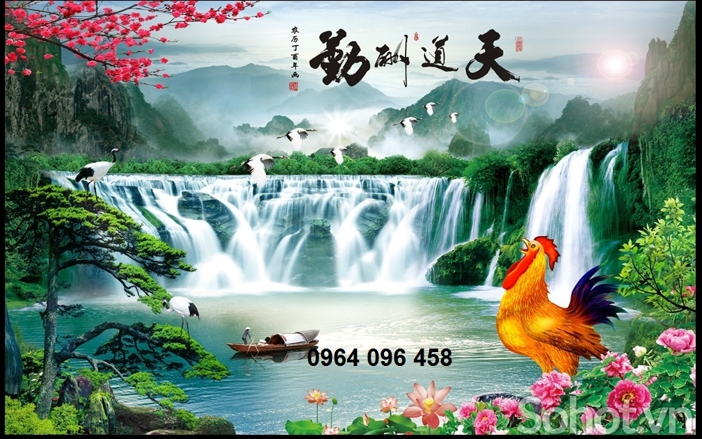 gạch tranh 3d phong cảnh sông nước - 65AB