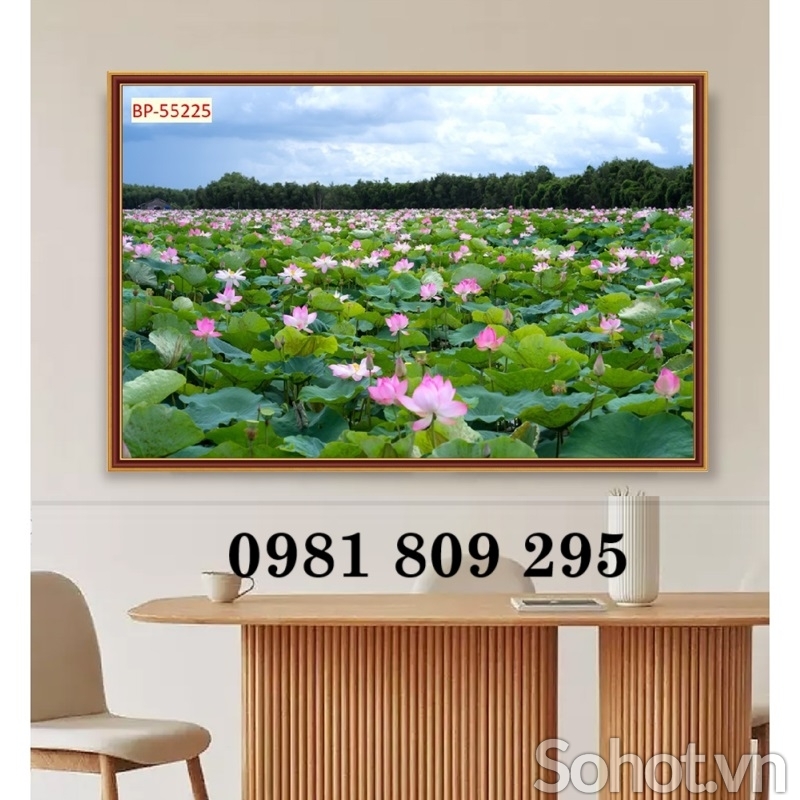 Tranh gạch 3d ốp tường hoa sen đẹp