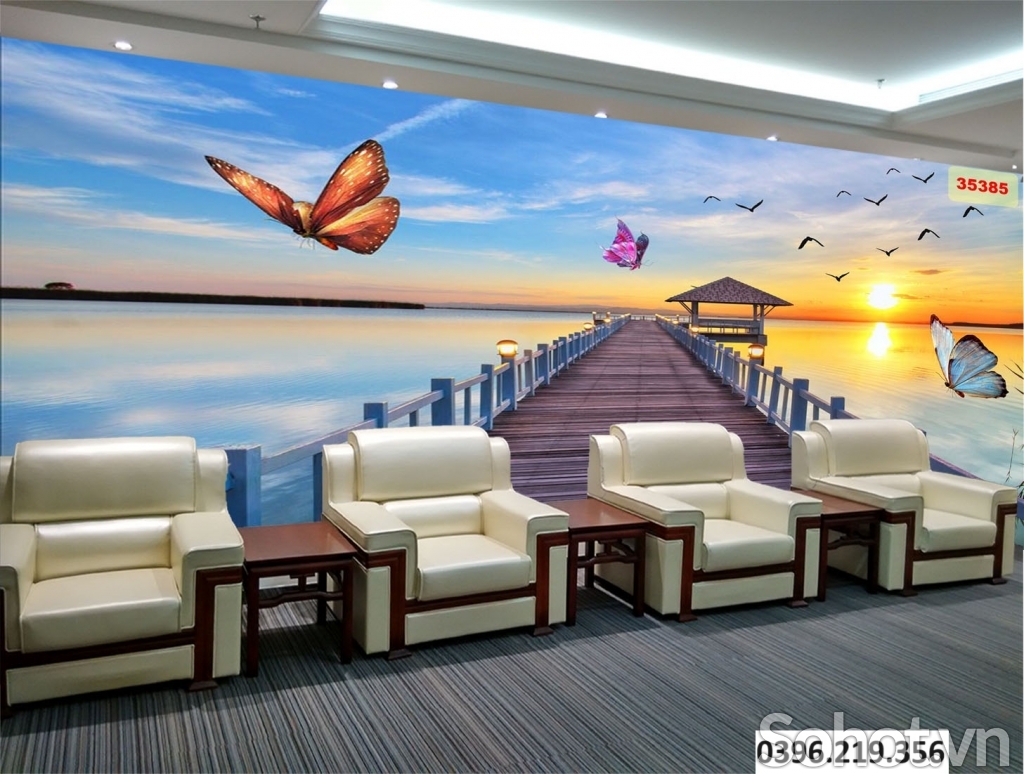Gạch tranh đẹp 3D biển trang trí