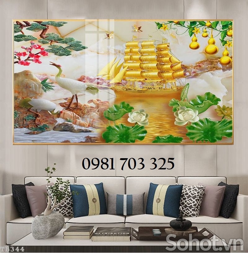 Tranh gạch men 3D thuận buồm xuôi gió