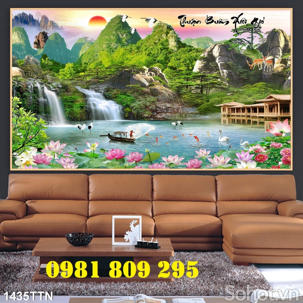 Tranh gạch men 3d ốp tườn phòng khách GSF76